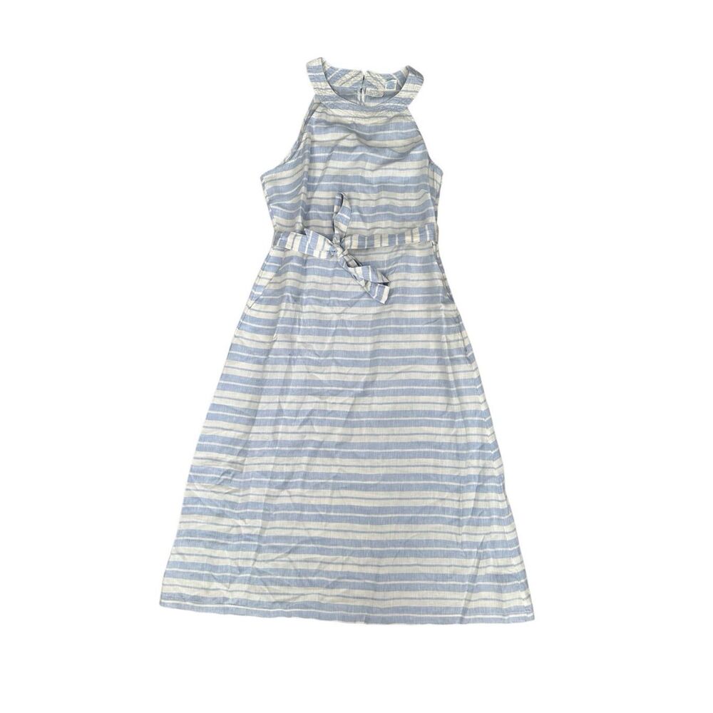 Sigrid Olsen 100% Linen A-Line Halter Striped Mid… - image 2